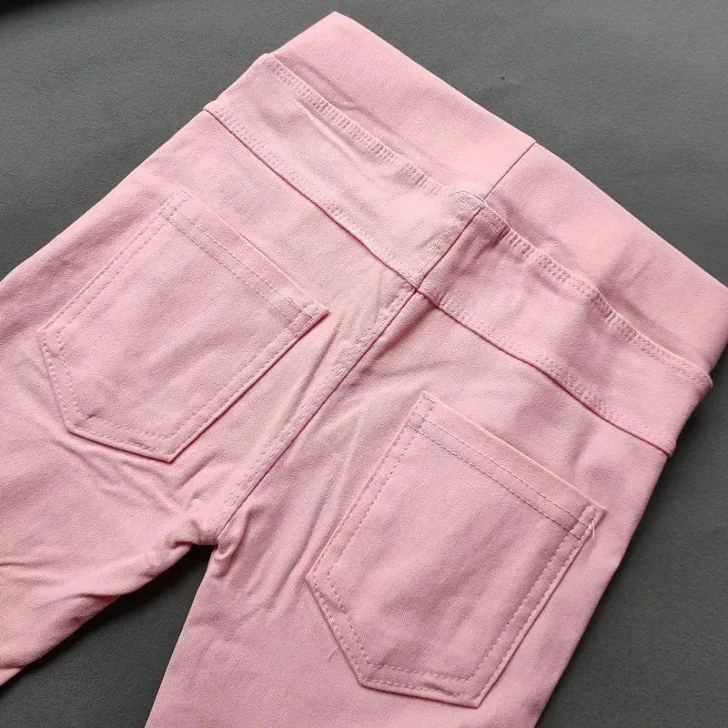 2-11Y Kids Girl Pants Slim Spring Autumn Candy Color Elastic Pencil Trousers Casual Child Solid Leggings Children Clothing