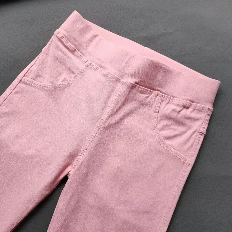 2-11Y Kids Girl Pants Slim Spring Autumn Candy Color Elastic Pencil Trousers Casual Child Solid Leggings Children Clothing