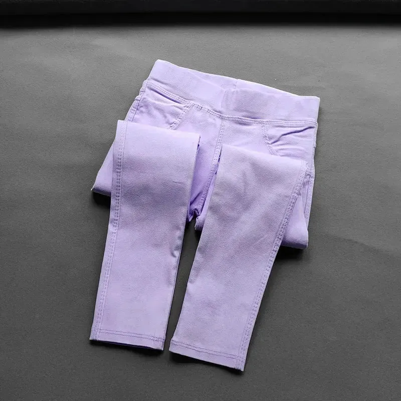 2-11Y Kids Girl Pants Slim Spring Autumn Candy Color Elastic Pencil Trousers Casual Child Solid Leggings Children Clothing