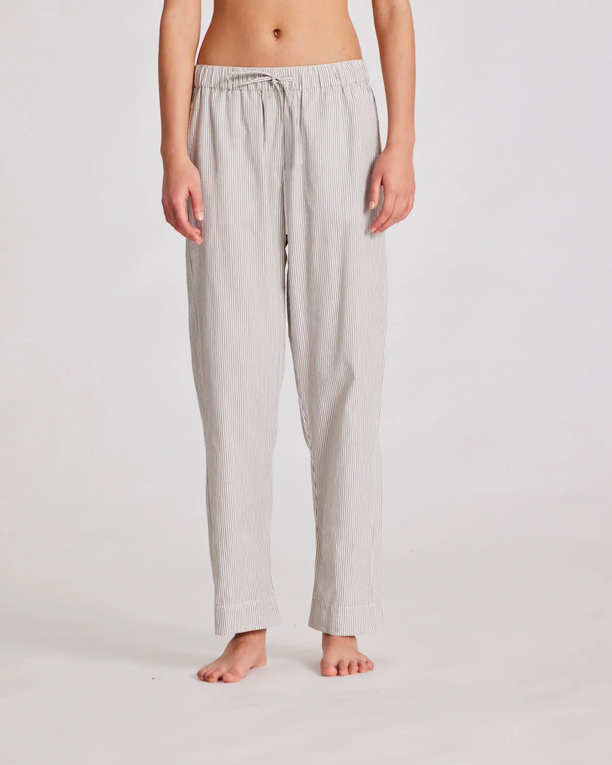 Astrid Pant Poplin - Mulch White Stripe