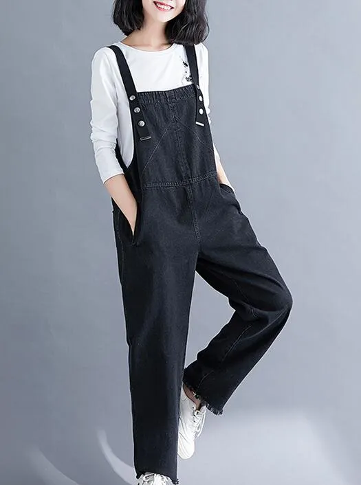 Black Denim Spring Overall Women Casual Jumpsuits PZ97251