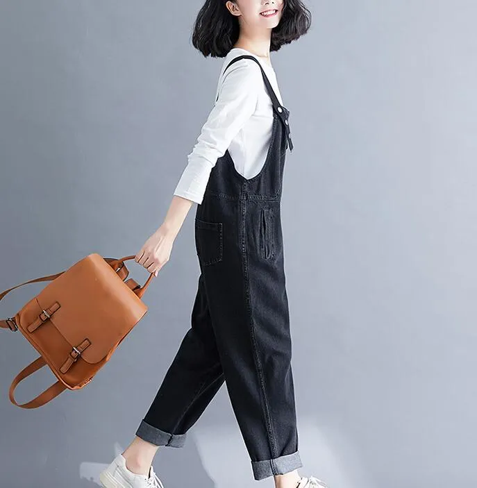 Black Denim Spring Overall Women Casual Jumpsuits PZ97251