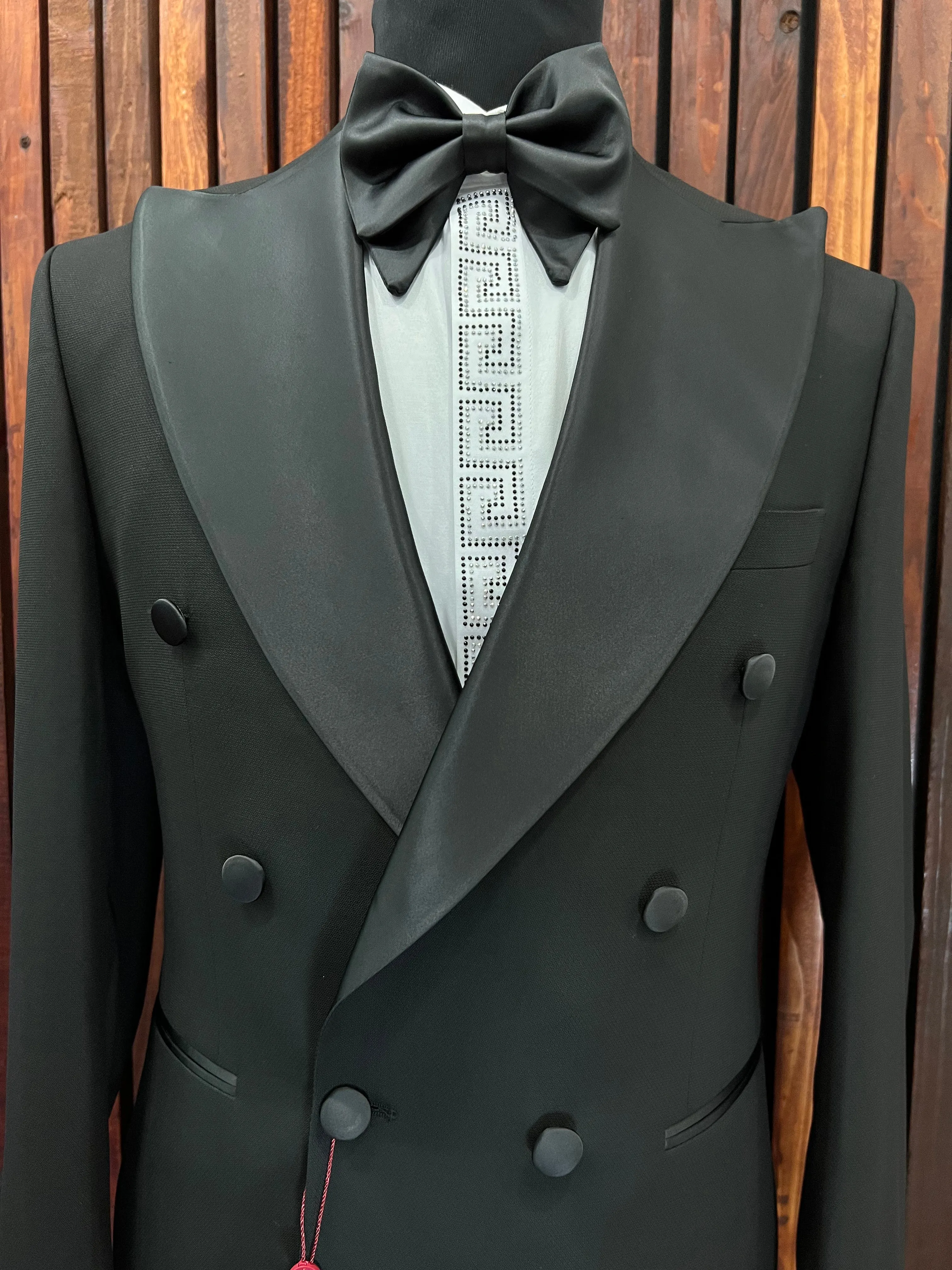 Black Double Breasted Tuxedo Black Buttons | Slim Fit |