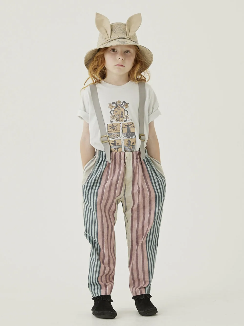 Blue Grey Mix Suspender Pants