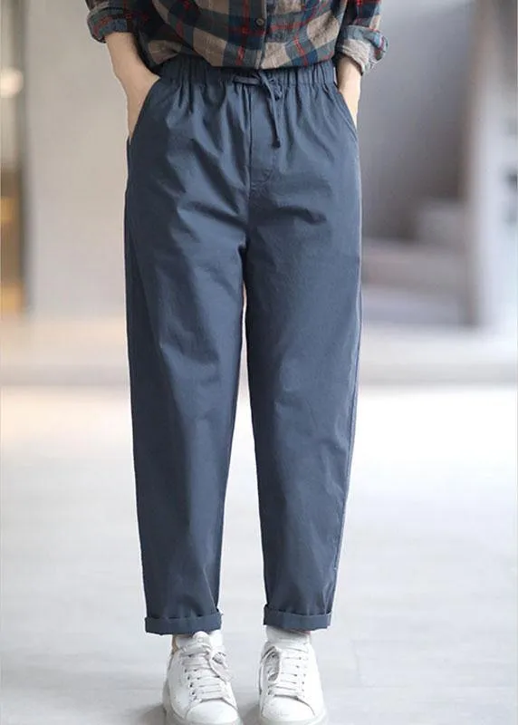 Casual Navy Casual Pockets Tie Waist Harem Fall Pants