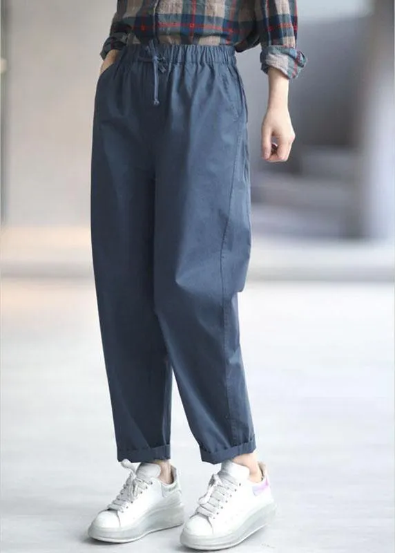 Casual Navy Casual Pockets Tie Waist Harem Fall Pants