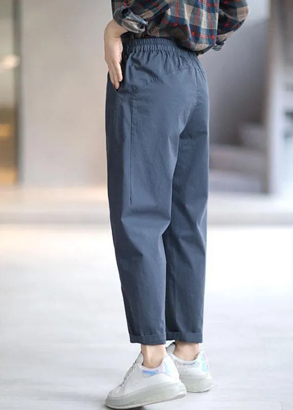 Casual Navy Casual Pockets Tie Waist Harem Fall Pants