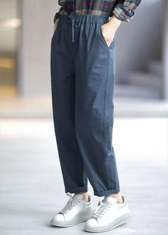 Casual Navy Casual Pockets Tie Waist Harem Fall Pants