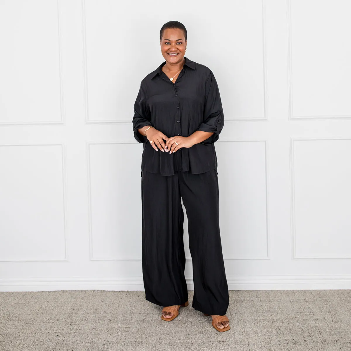 Cecile Comfort-Fit Technical Pants in Sleek Black