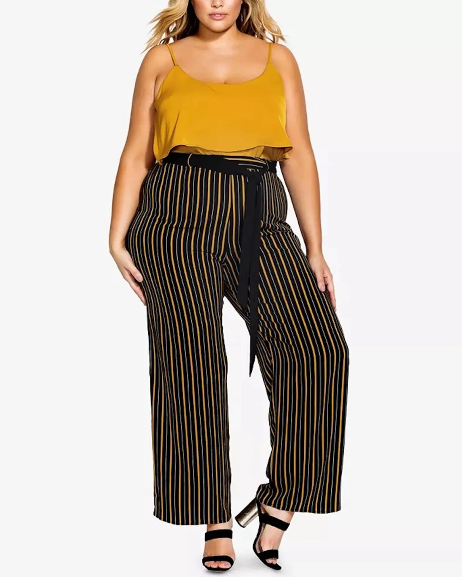 City Chic Women's Trendy  Striped Palazzo Pants Black  22W | Black