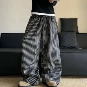 Classic Stripe Drawstring Loose Pants