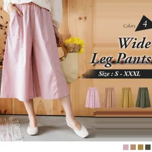 ELASTIC WAIST POCKETED WIDE LEG PANTS