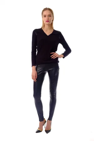 Fonda Emb Leather Pants