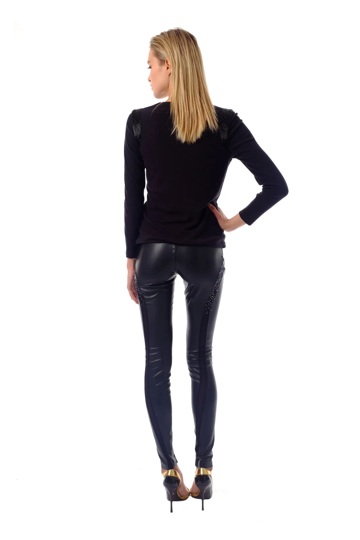 Fonda Emb Leather Pants