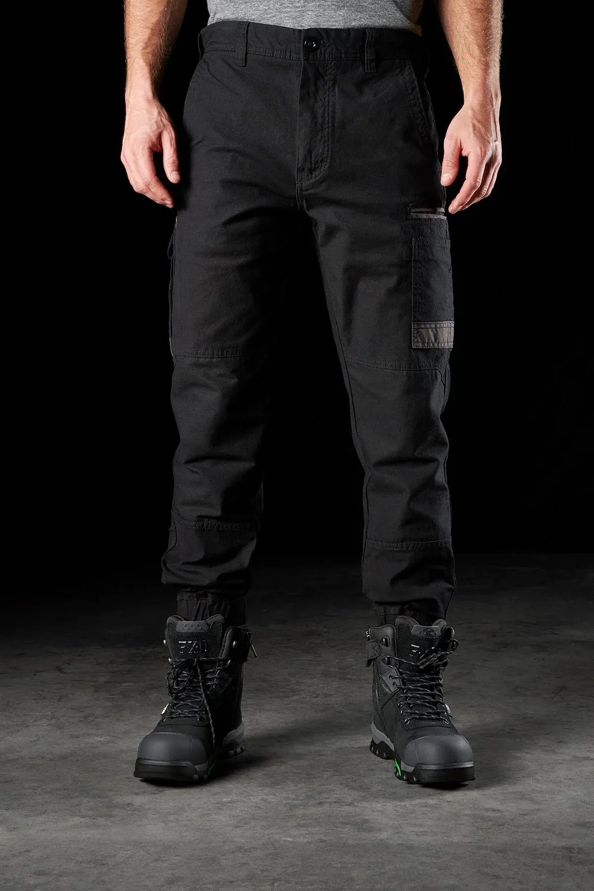 FXD Workwear  WP.4 - CUFFED STRETCH WORK PANTS - BLACK