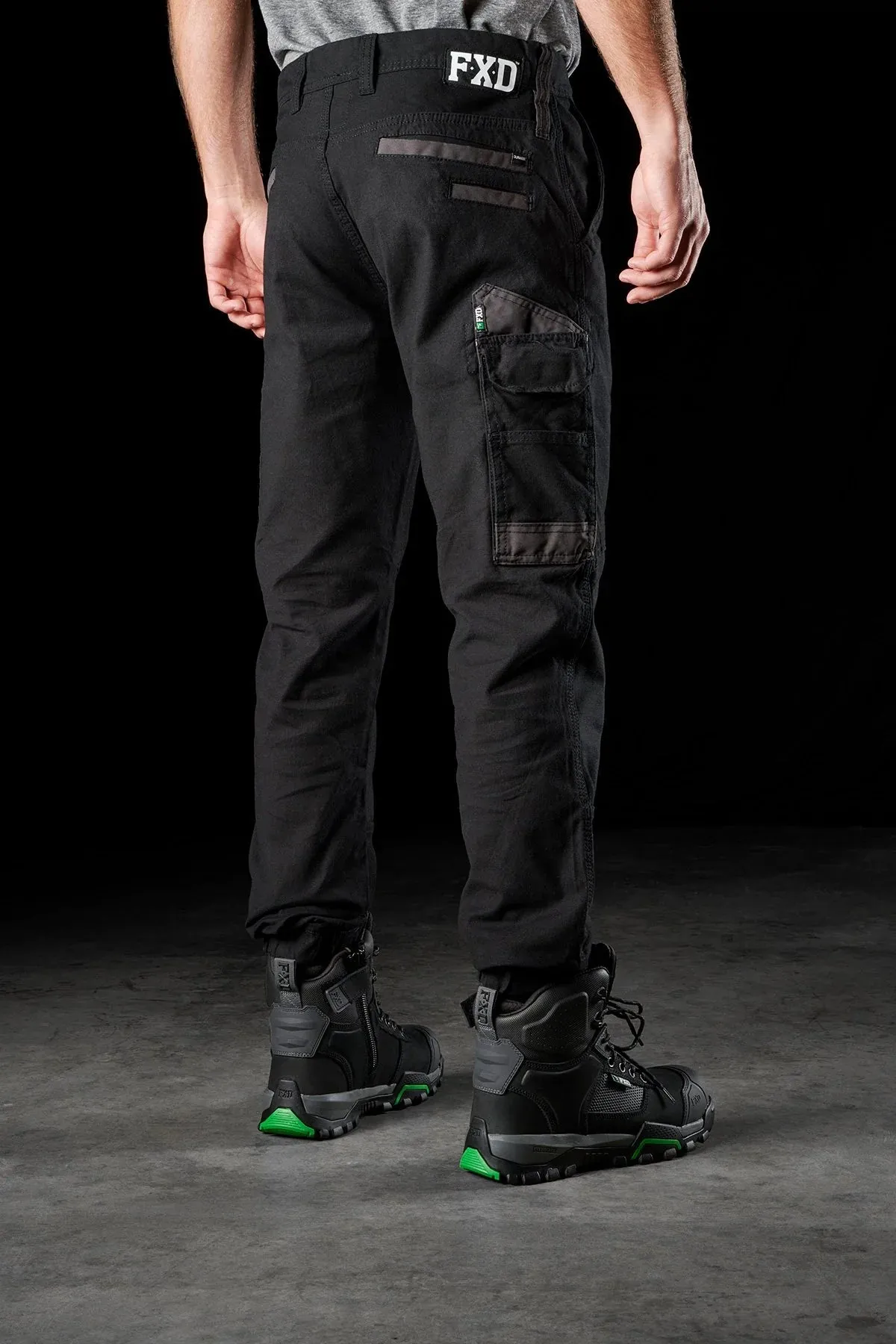 FXD Workwear  WP.4 - CUFFED STRETCH WORK PANTS - BLACK