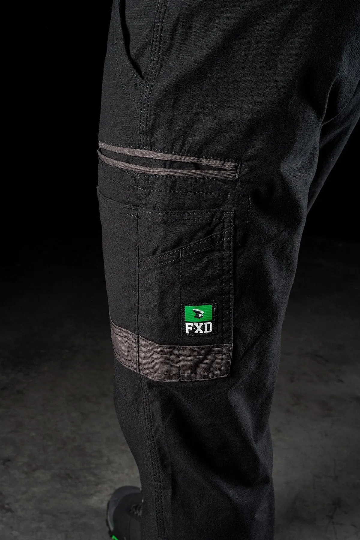 FXD Workwear  WP.4 - CUFFED STRETCH WORK PANTS - BLACK