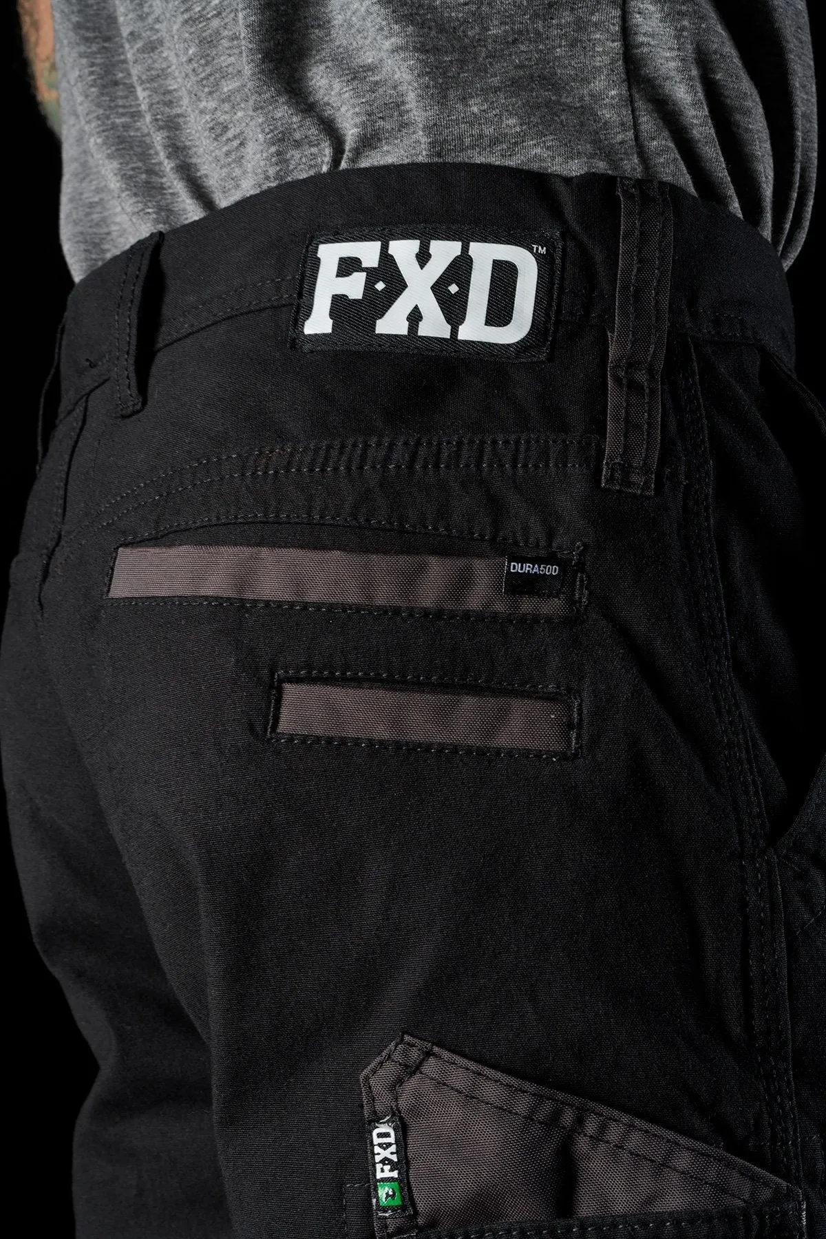 FXD Workwear  WP.4 - CUFFED STRETCH WORK PANTS - BLACK