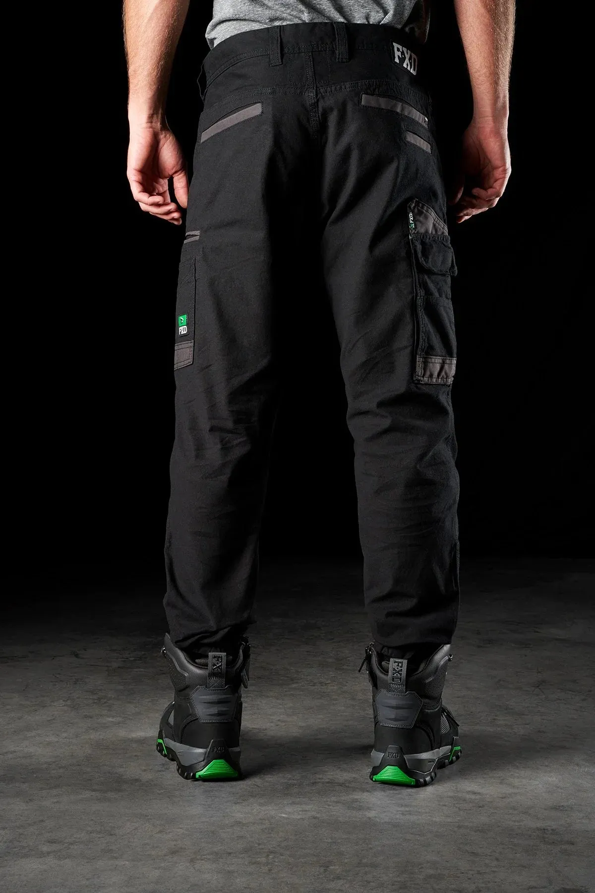 FXD Workwear  WP.4 - CUFFED STRETCH WORK PANTS - BLACK