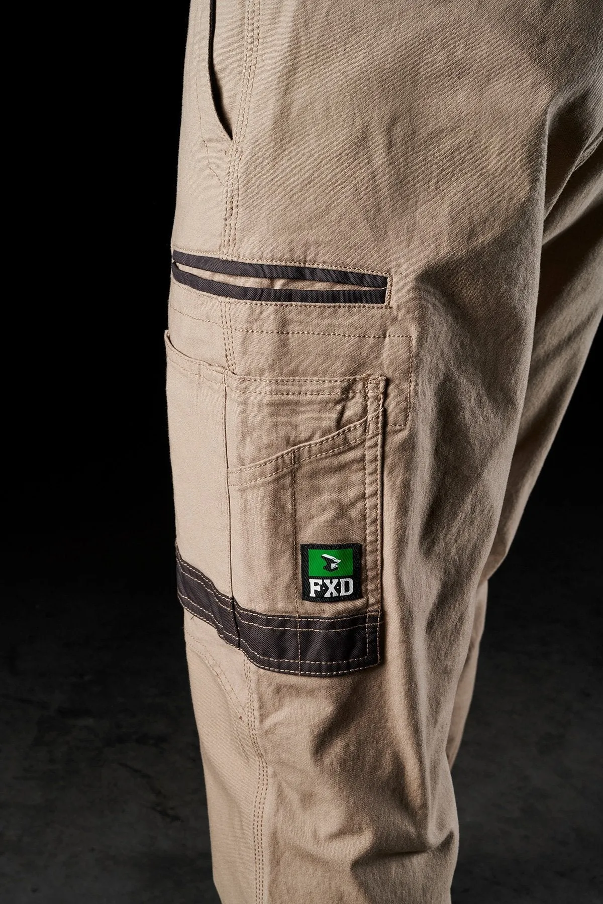 FXD Workwear  WP.4 - CUFFED STRETCH WORK PANTS - KHAKI