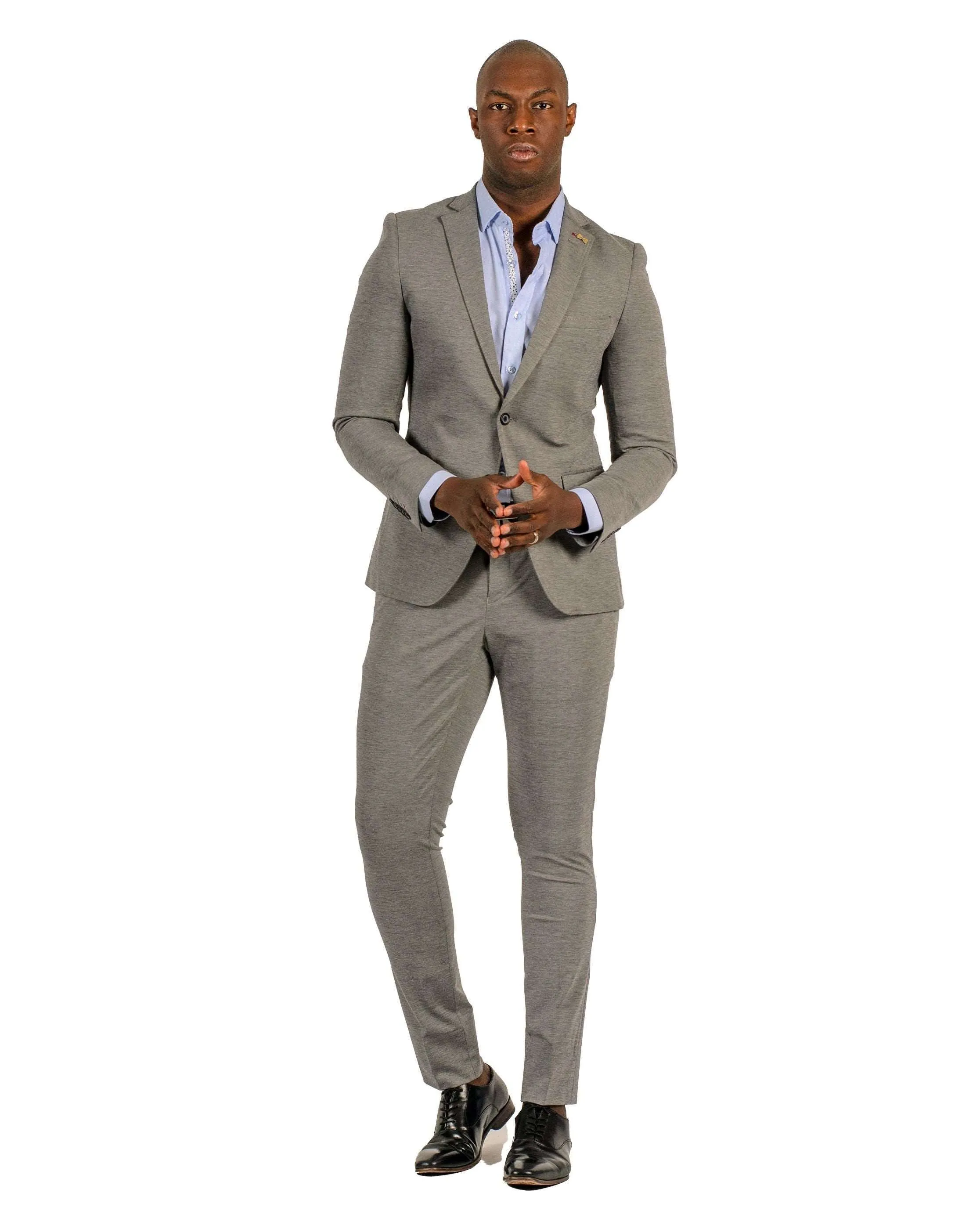 Giovanni Testi 2 button stretch L.Grey Travel Suit GTRVL2N-01 L.GREY