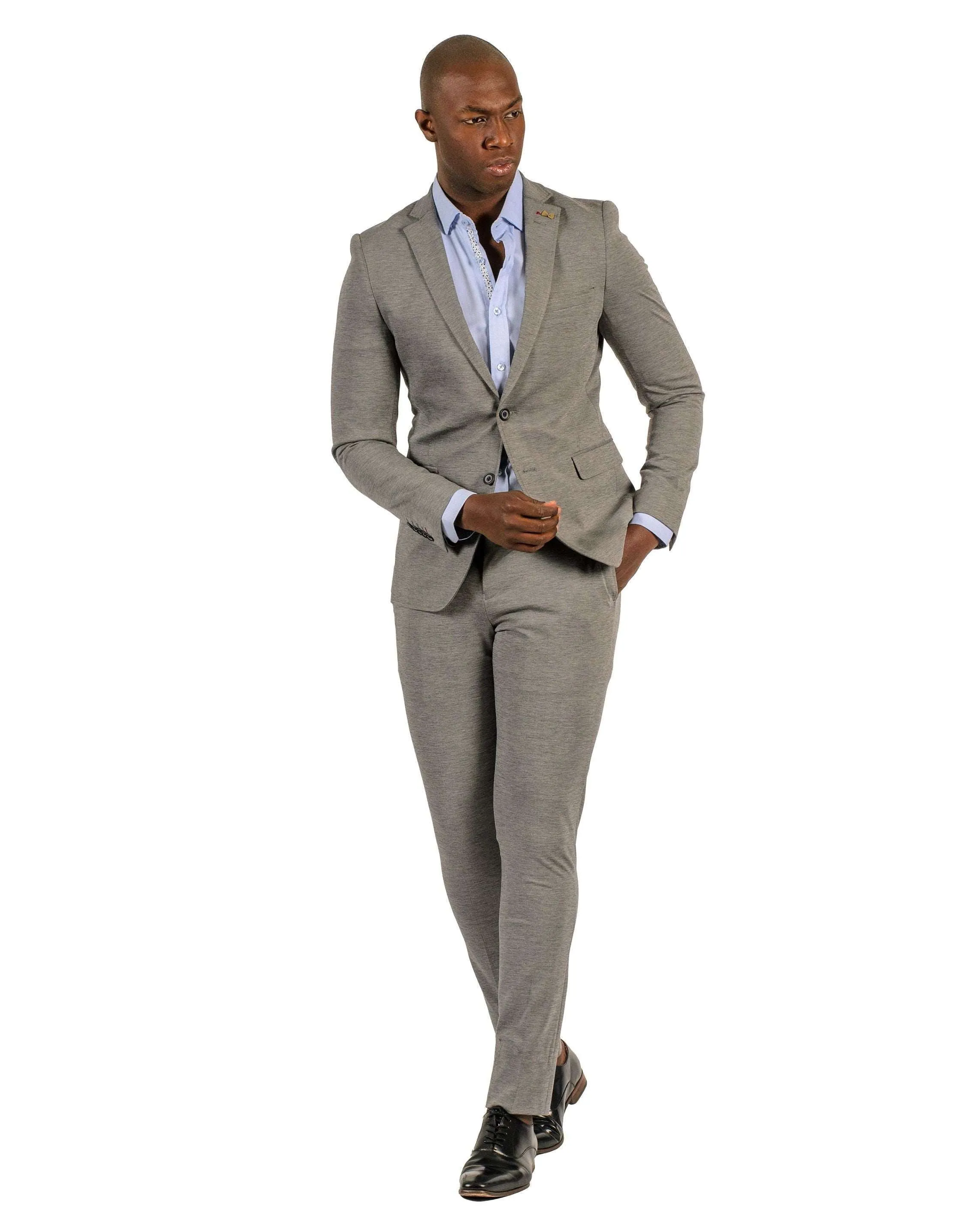 Giovanni Testi 2 button stretch L.Grey Travel Suit GTRVL2N-01 L.GREY