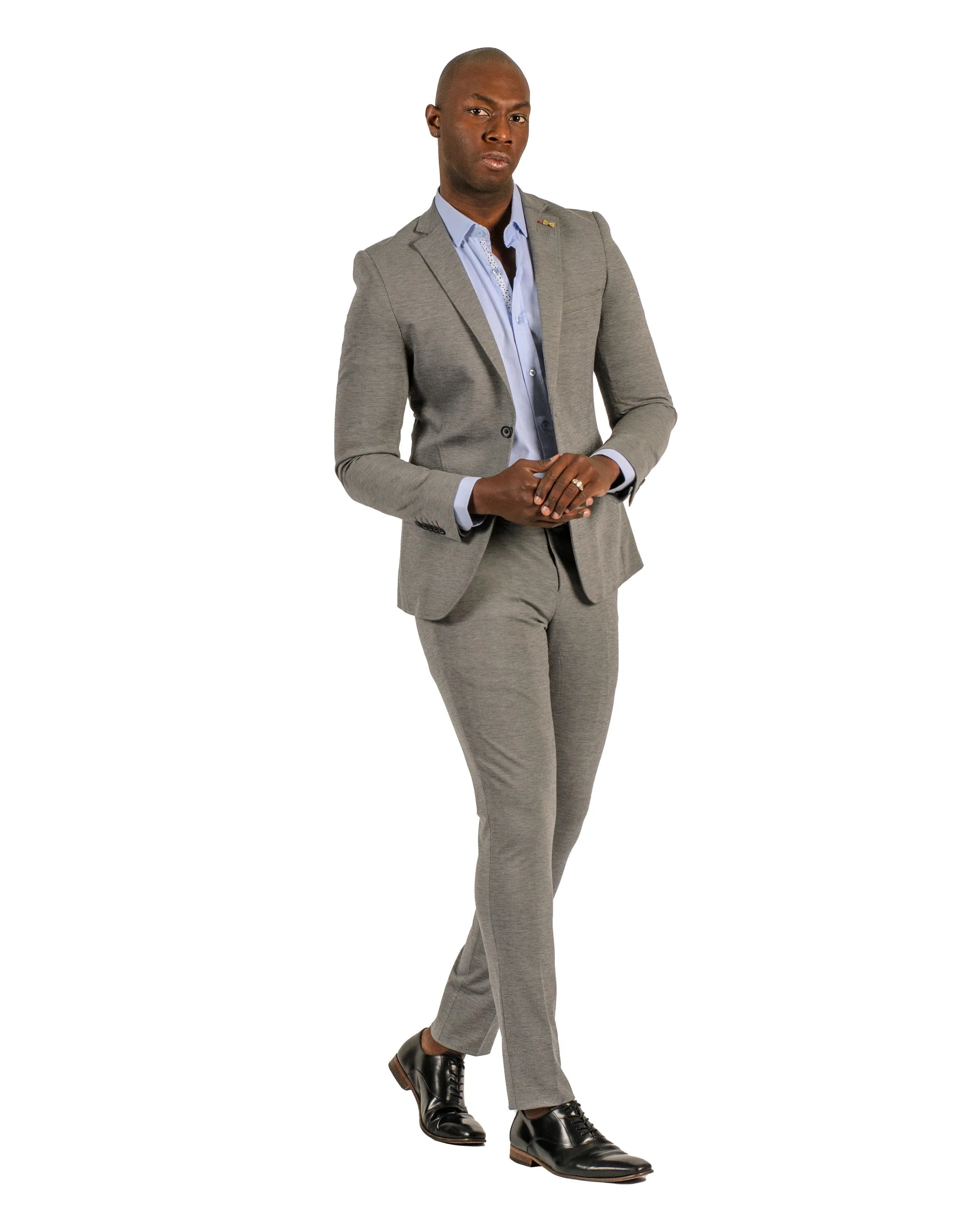 Giovanni Testi 2 button stretch L.Grey Travel Suit GTRVL2N-01 L.GREY