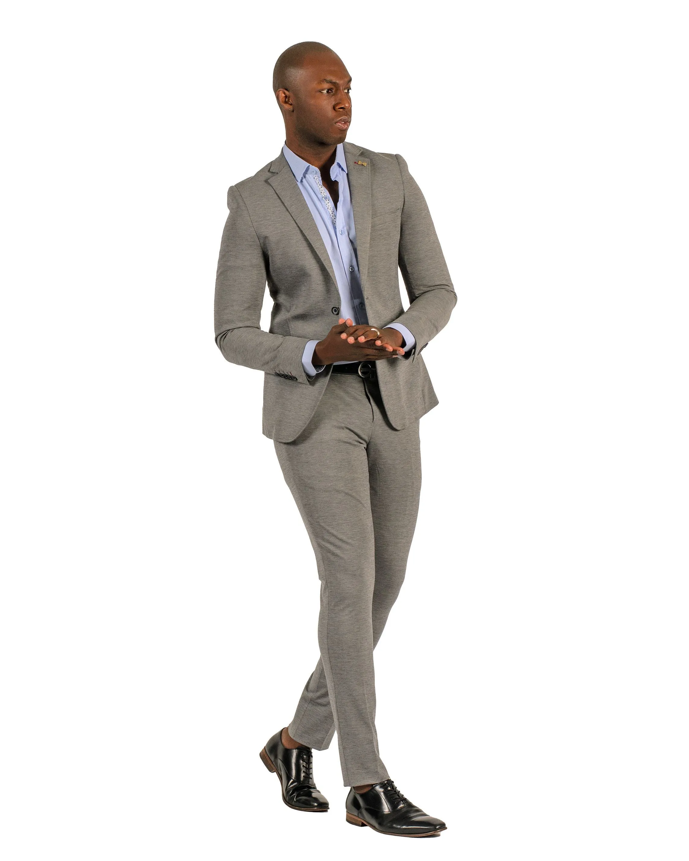 Giovanni Testi 2 button stretch L.Grey Travel Suit GTRVL2N-01 L.GREY