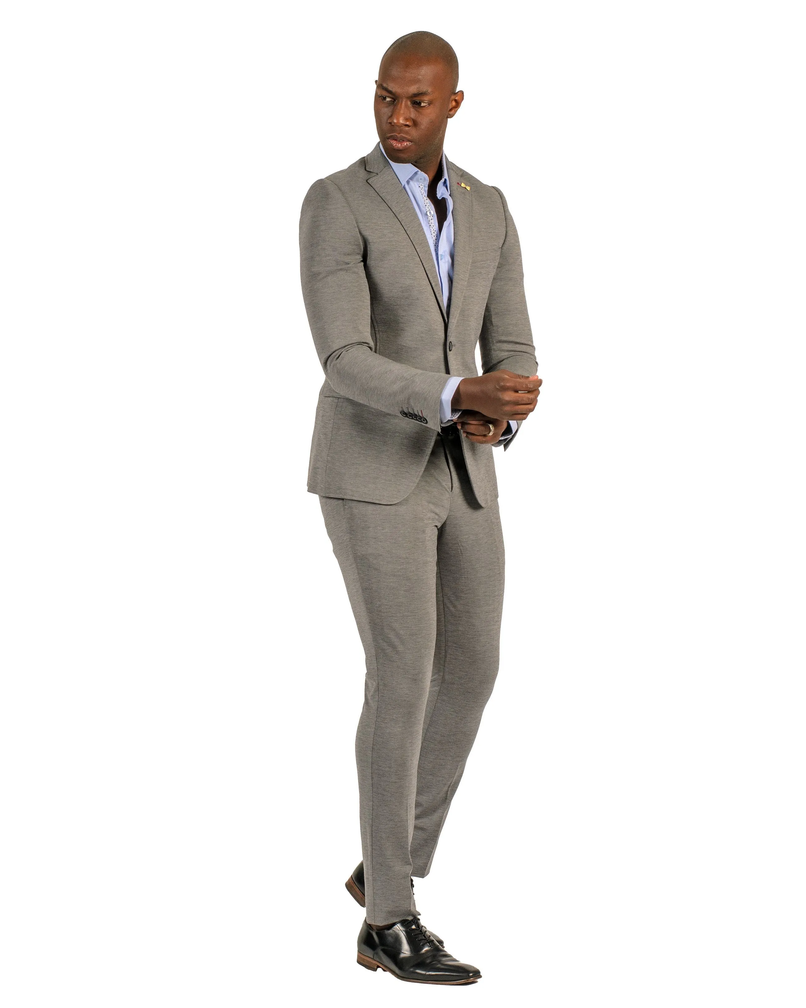 Giovanni Testi 2 button stretch L.Grey Travel Suit GTRVL2N-01 L.GREY