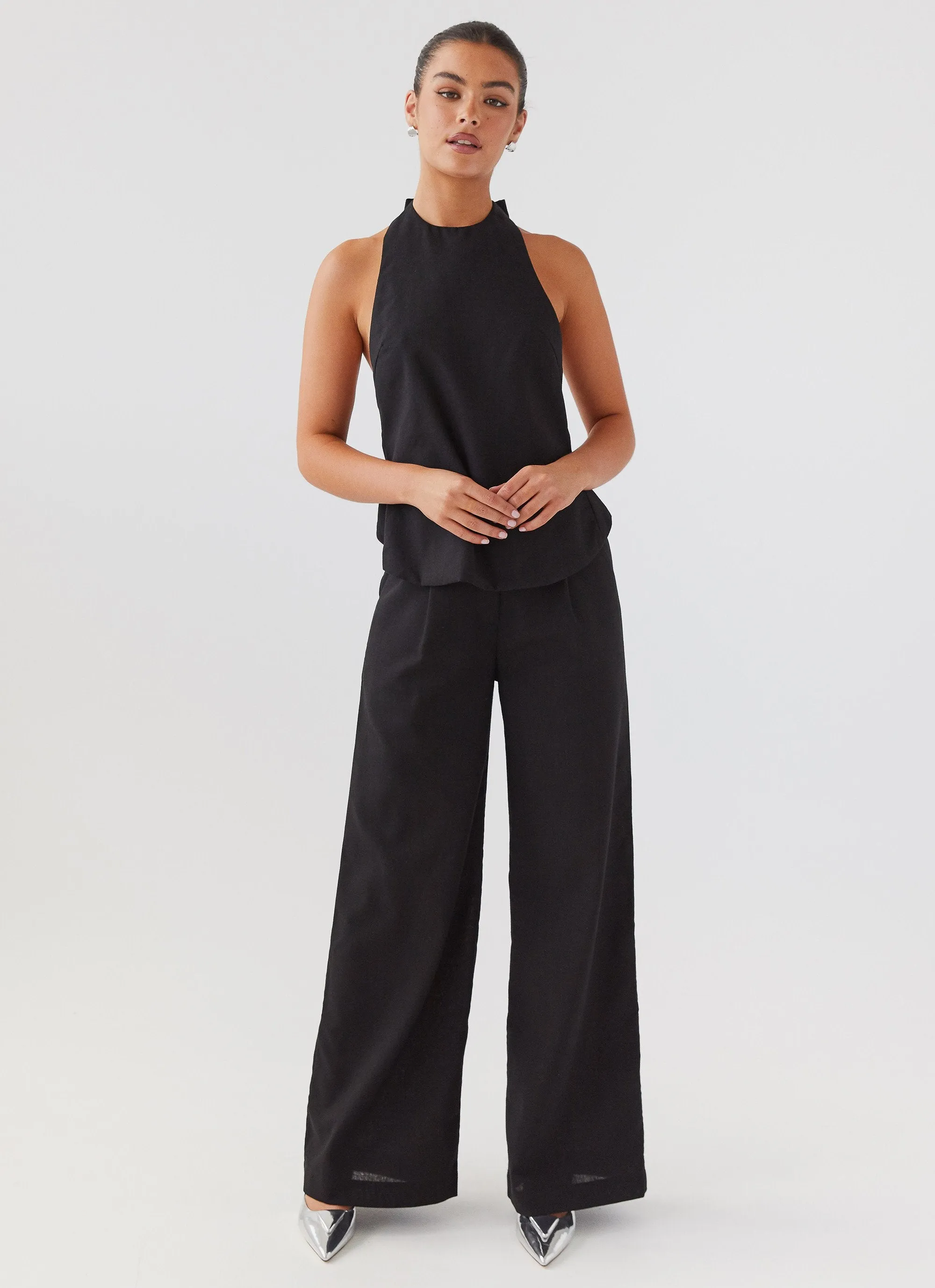 Heatwave Linen Wide Leg Pants - Black