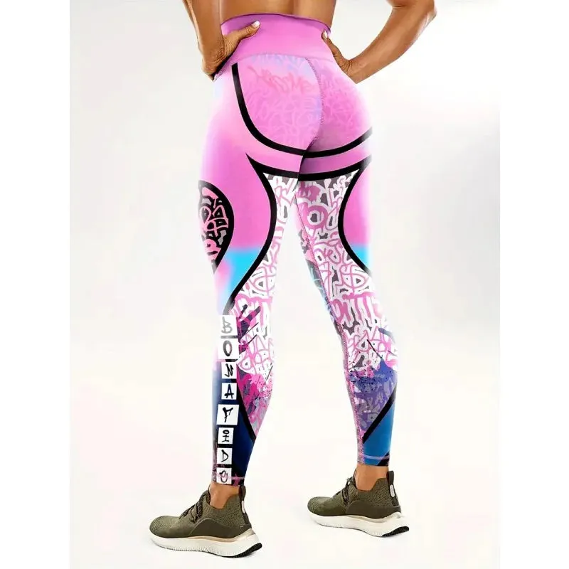 High Waist Printed Graphic Yoga Running Pants