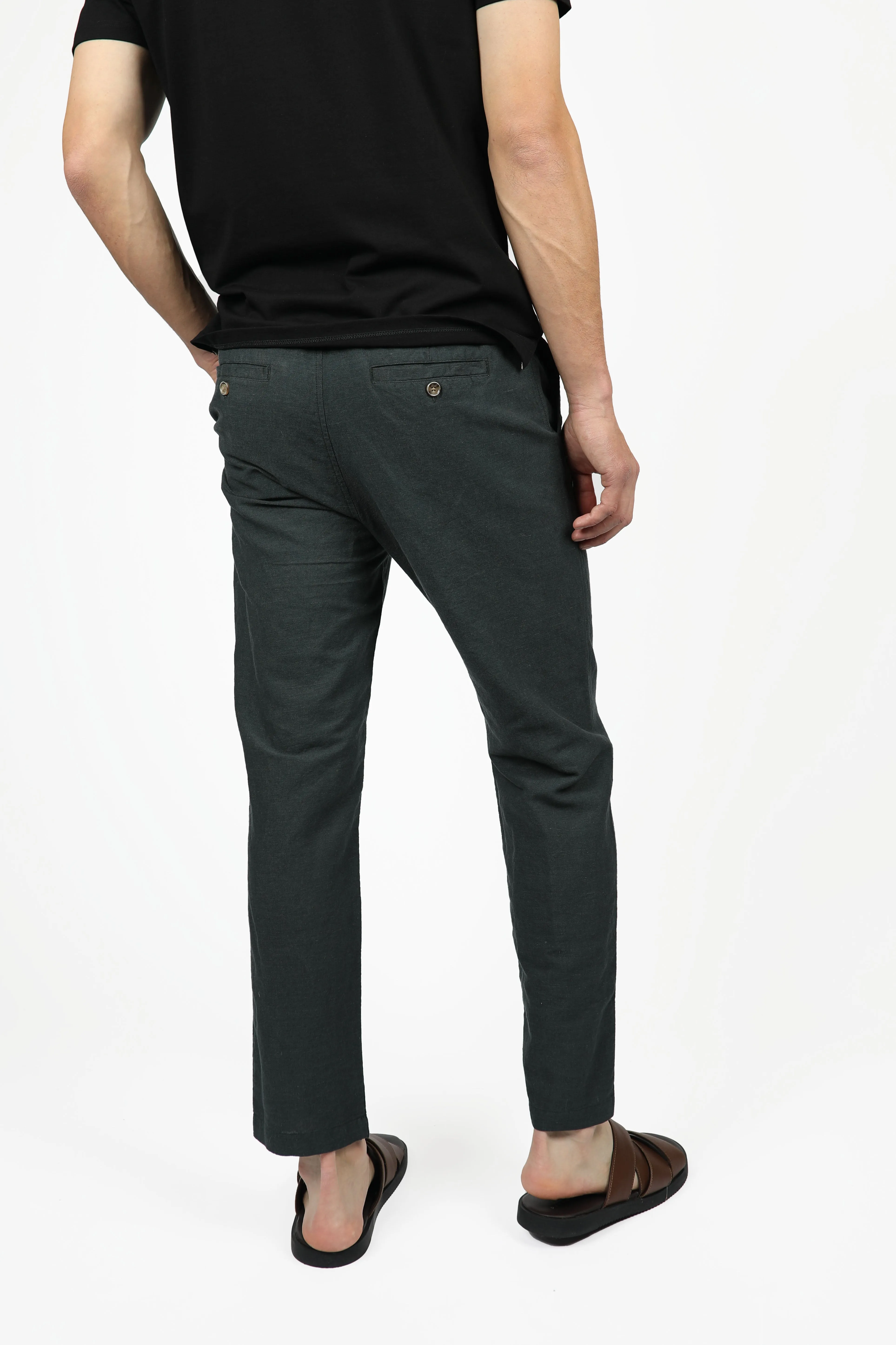 Licorice Linen Relaxed Waist Pant