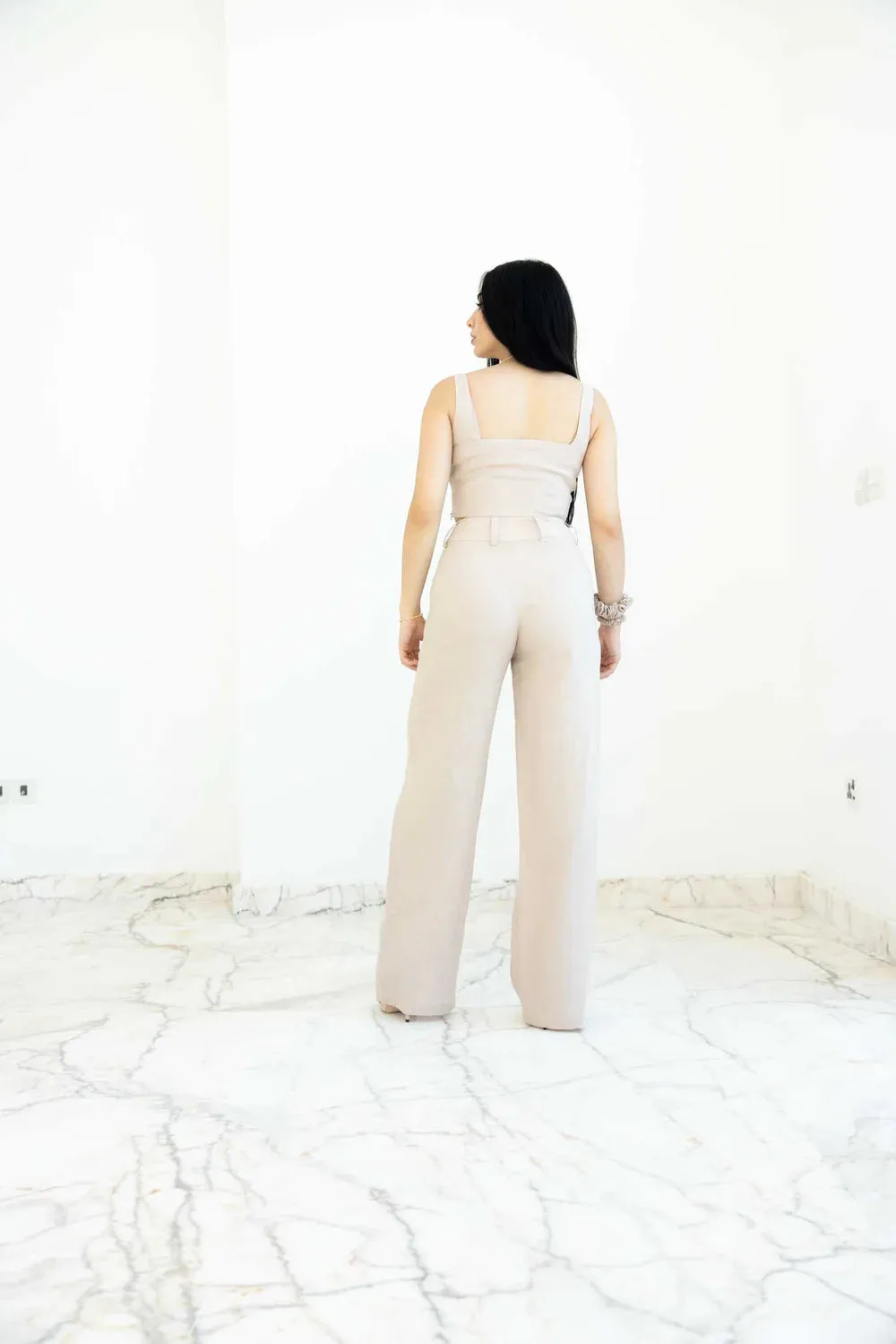 Linen High Waisted Straight Fit Pants