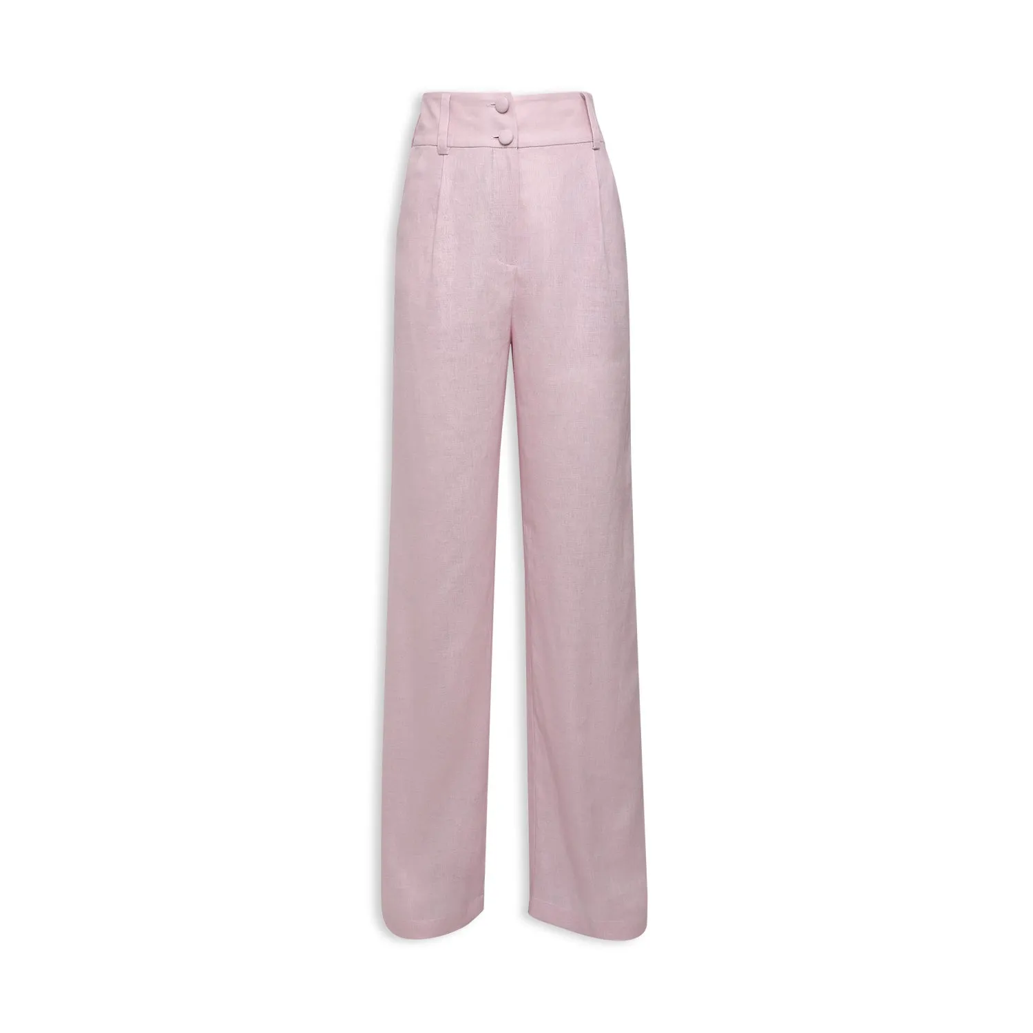 Linen High Waisted Straight Fit Pants