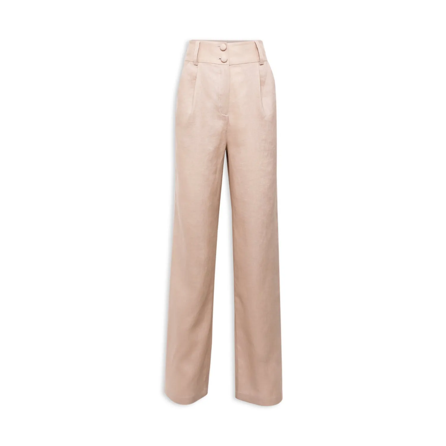 Linen High Waisted Straight Fit Pants