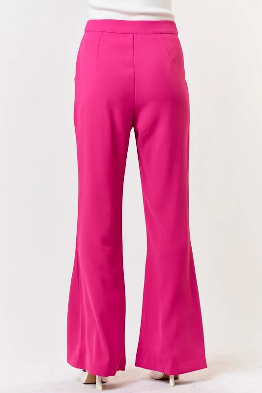 Magenta Trouser With Front Pocket