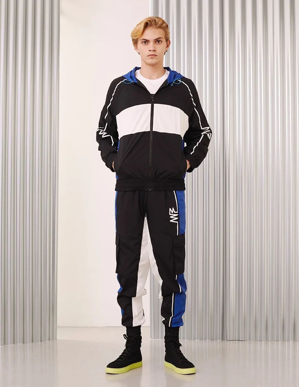 MARK FAST Men Contrast Color Logo Printed Sport Jogger Pants