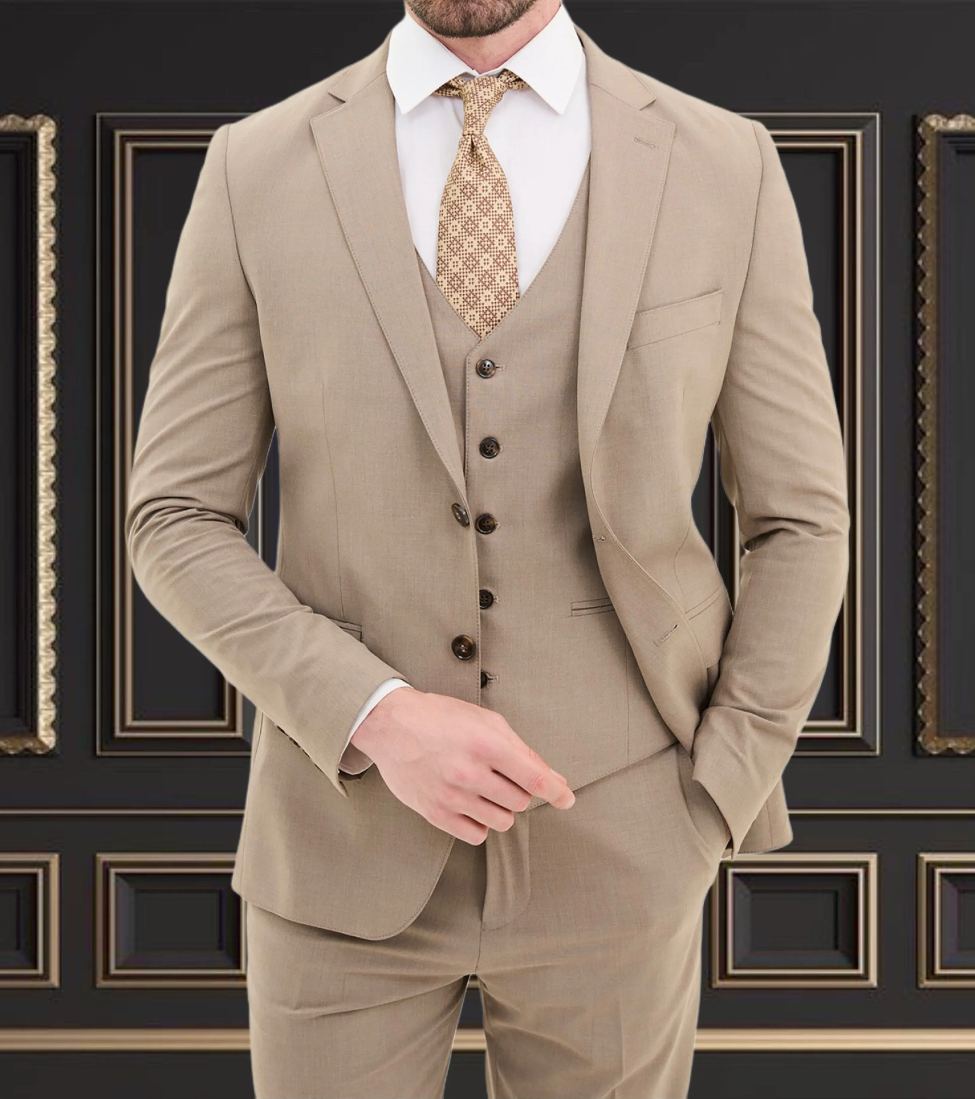 Men's Beige 3-Piece Suit | Elegant Formal Wear in Hayward, CA