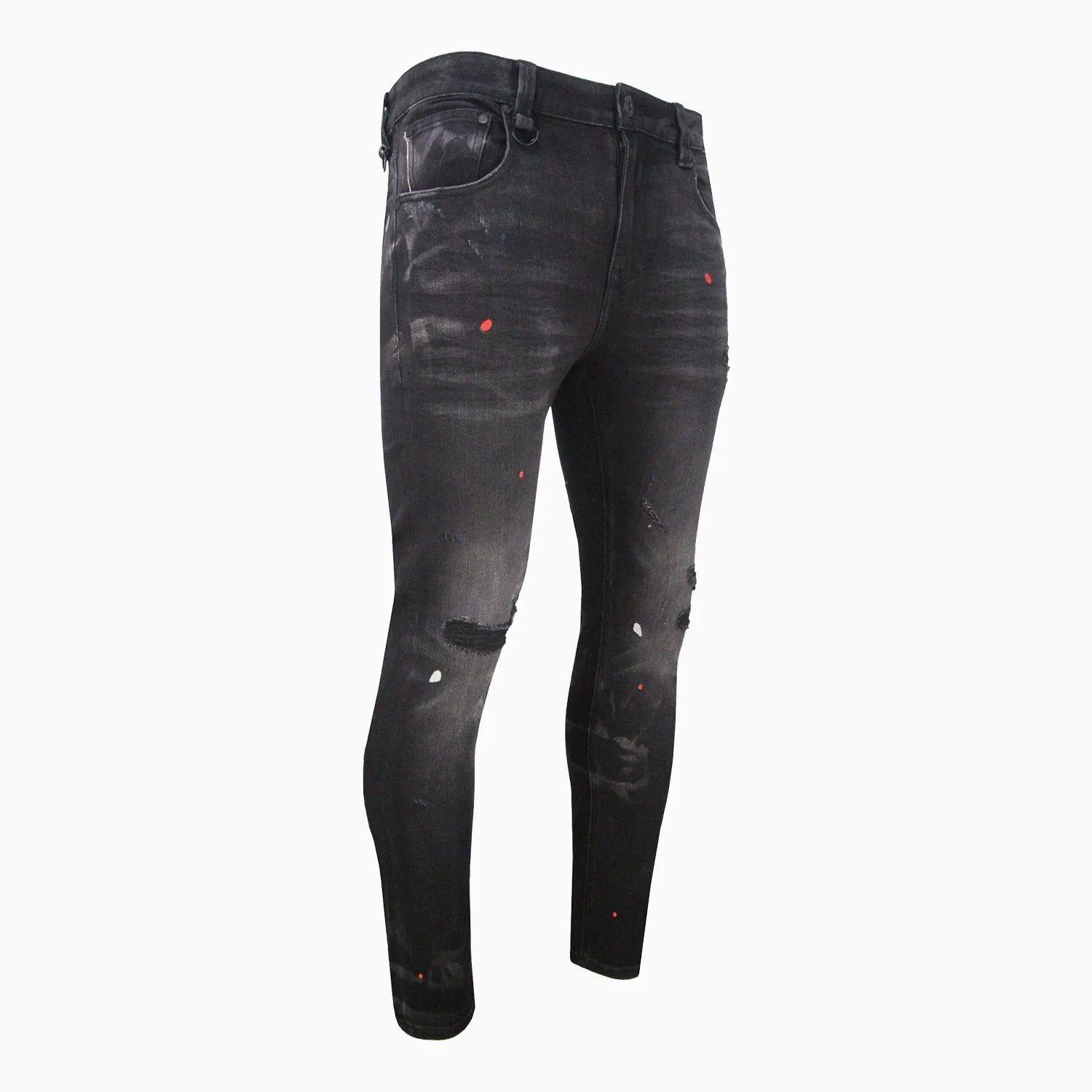 Men's Drip Embroidered Skinny Denim Pant