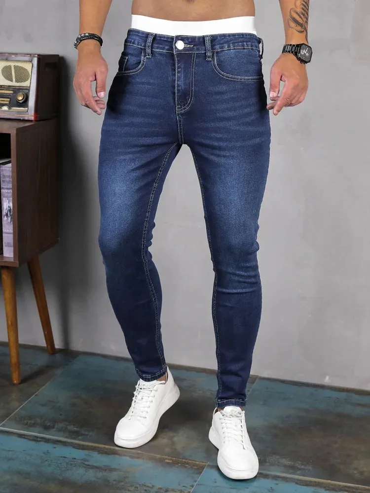 Men's Mid-Waist Classic Stretch-Fit Pencil Jeans