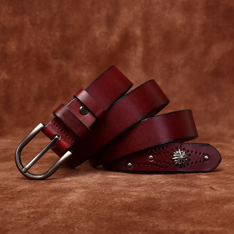 Metal Rivet Fashionable Casual Slim Leather Belt