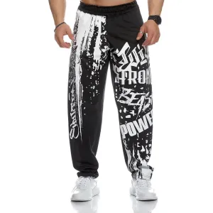 Muscle Men Sports Mesh Pants Male Thin Casual Running Training Loose Oversized Trousers Hip-Hop Printed Sportpants