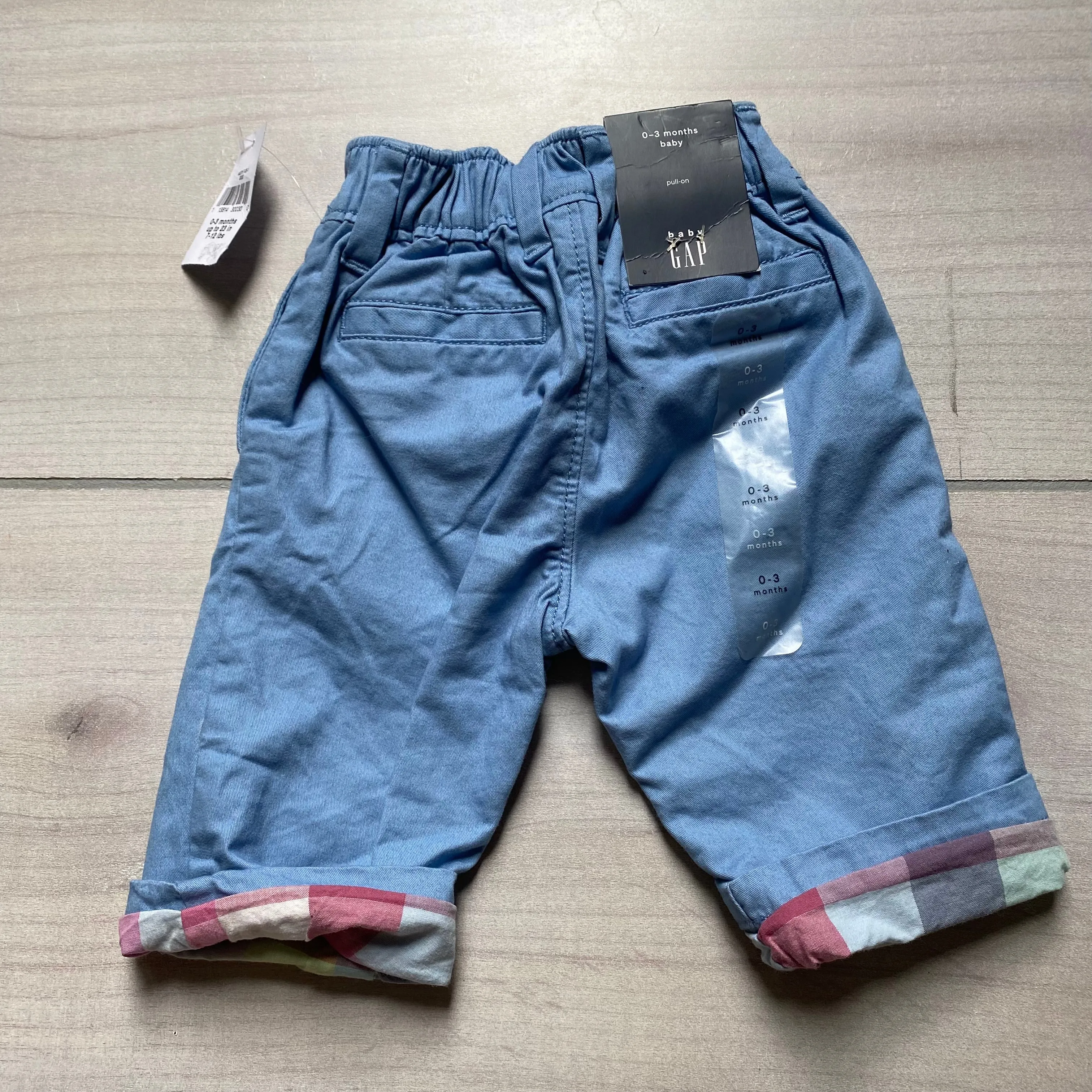 NEW Baby Gap Blue Plaid Bottom Elastic Waist Pants