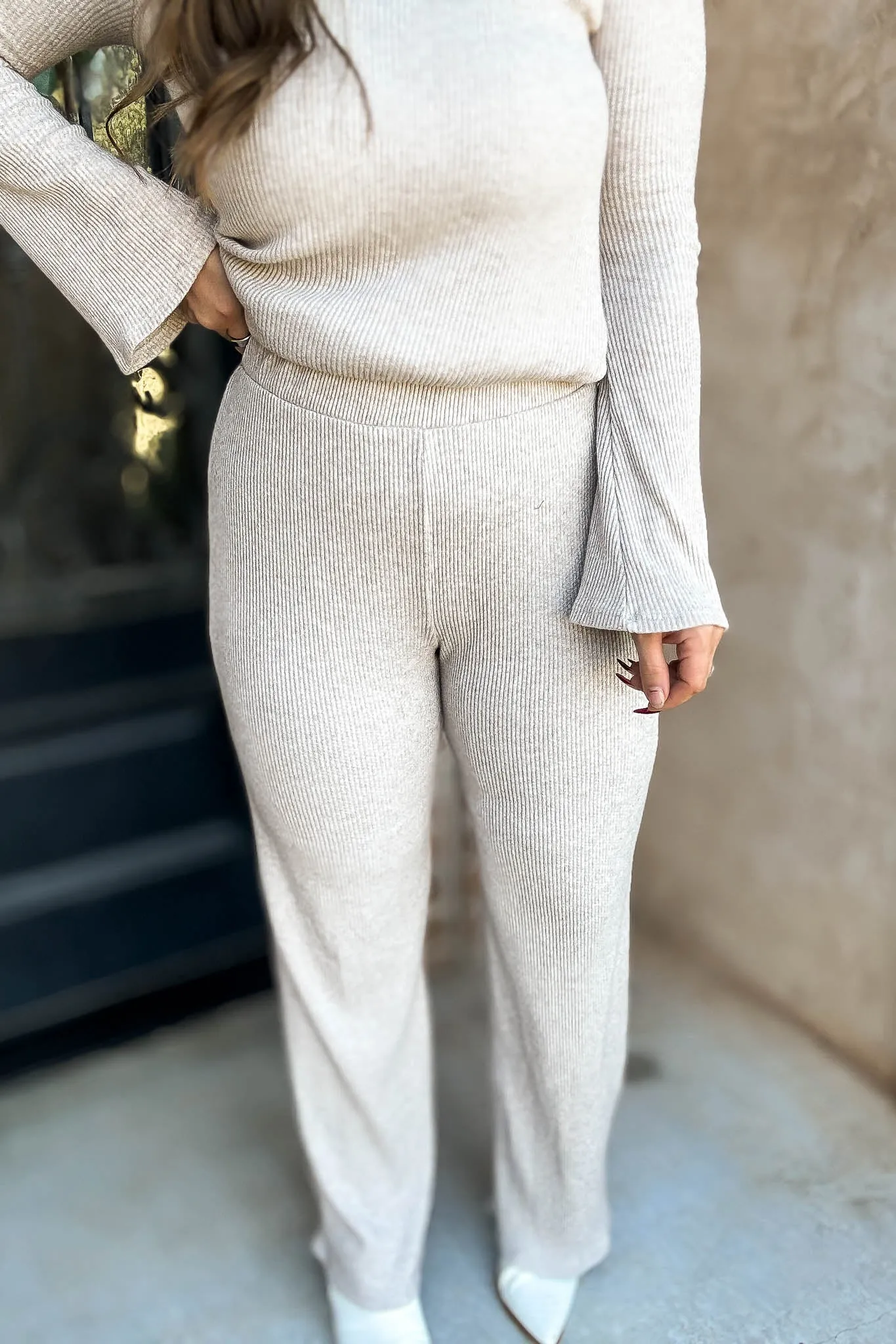 Oatmeal Rib Relaxed Fit Pants