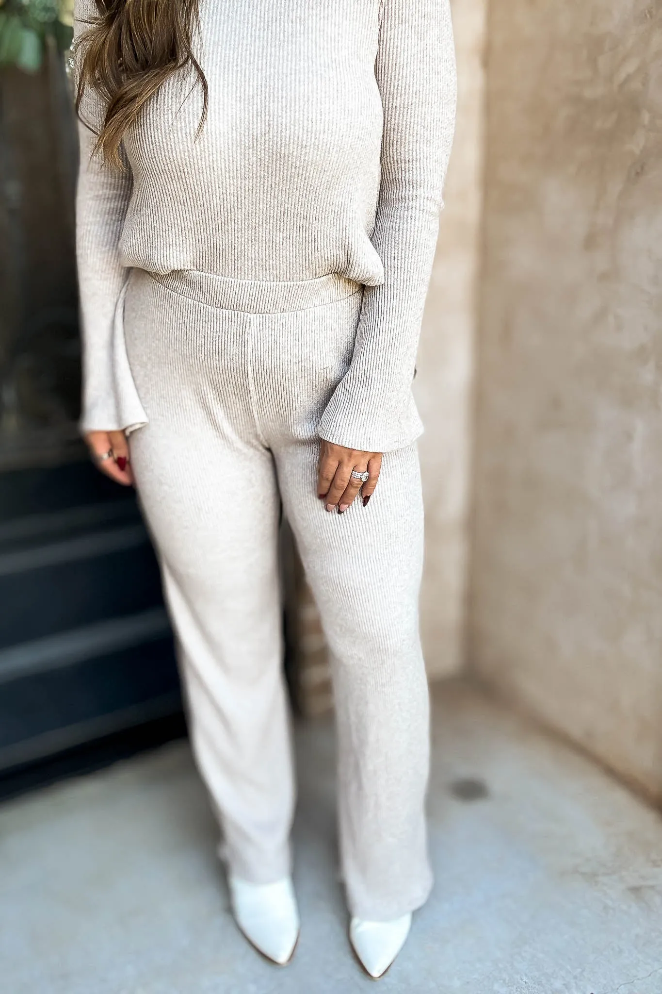 Oatmeal Rib Relaxed Fit Pants