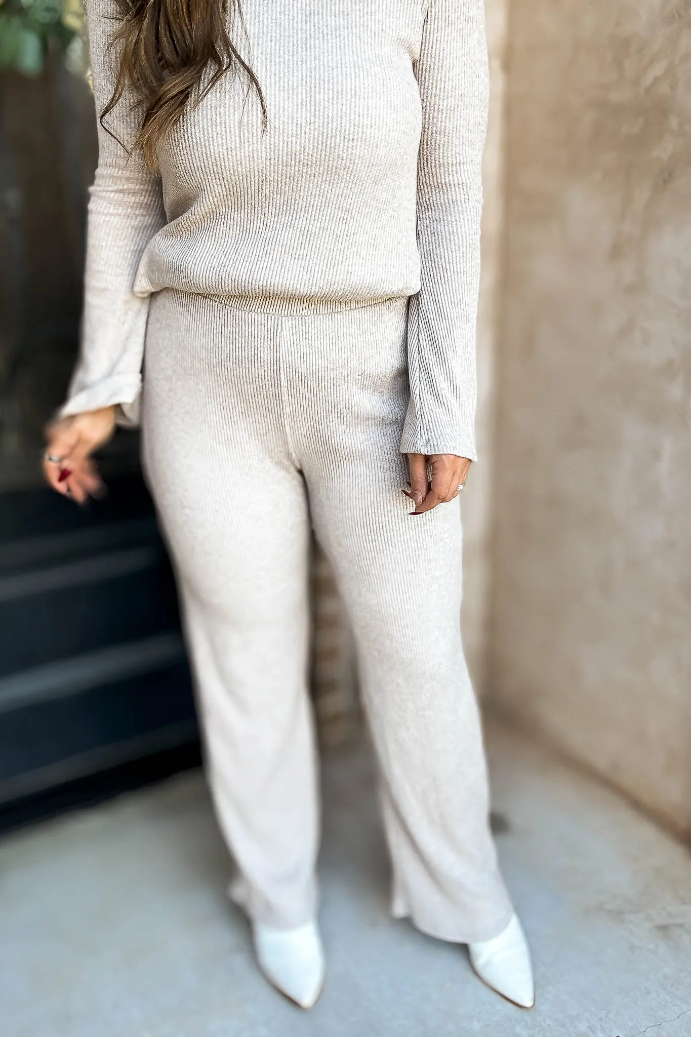 Oatmeal Rib Relaxed Fit Pants