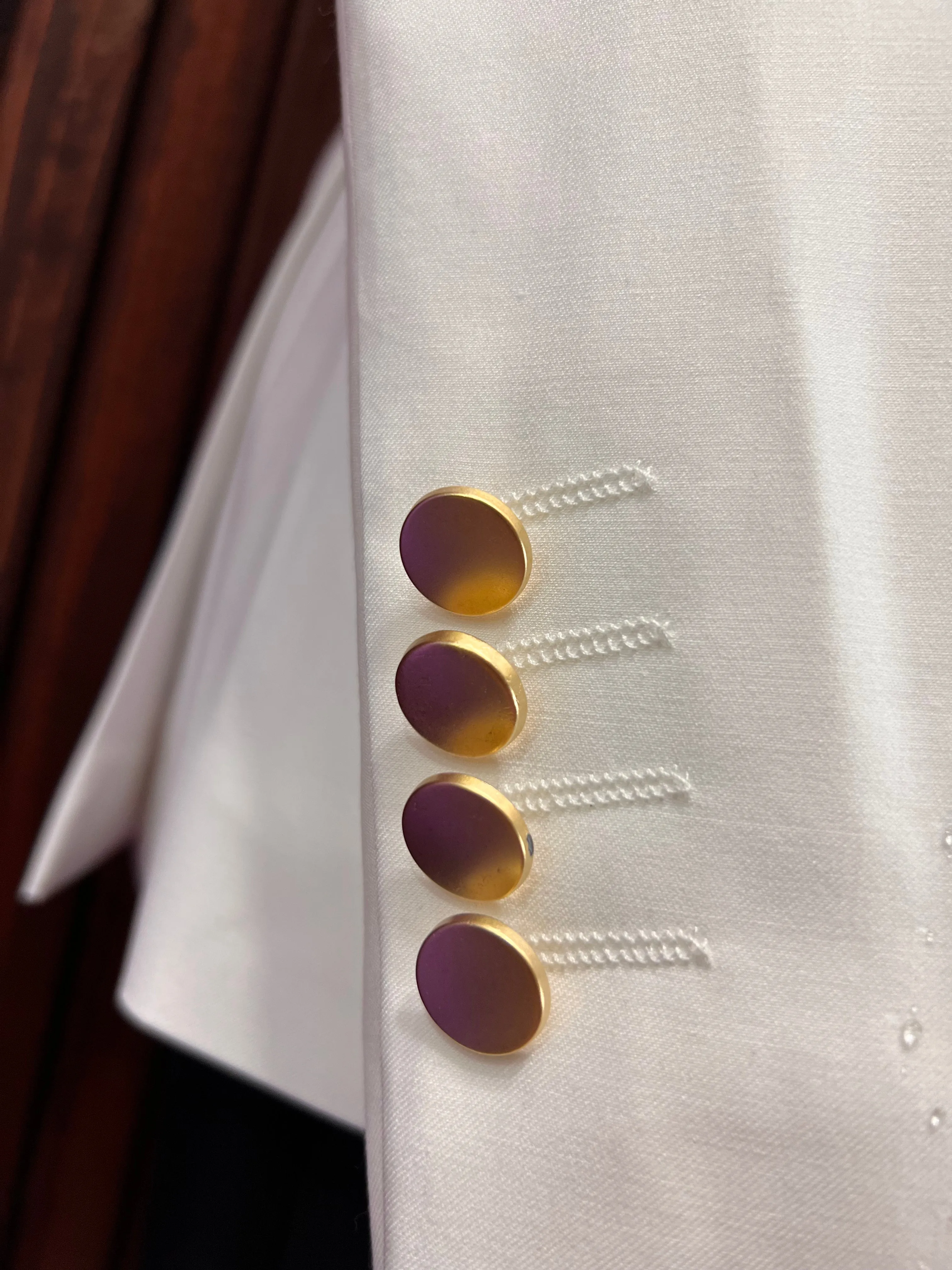 Off White Double Breasted Tuxedo Gold Buttons | Slim Fit |