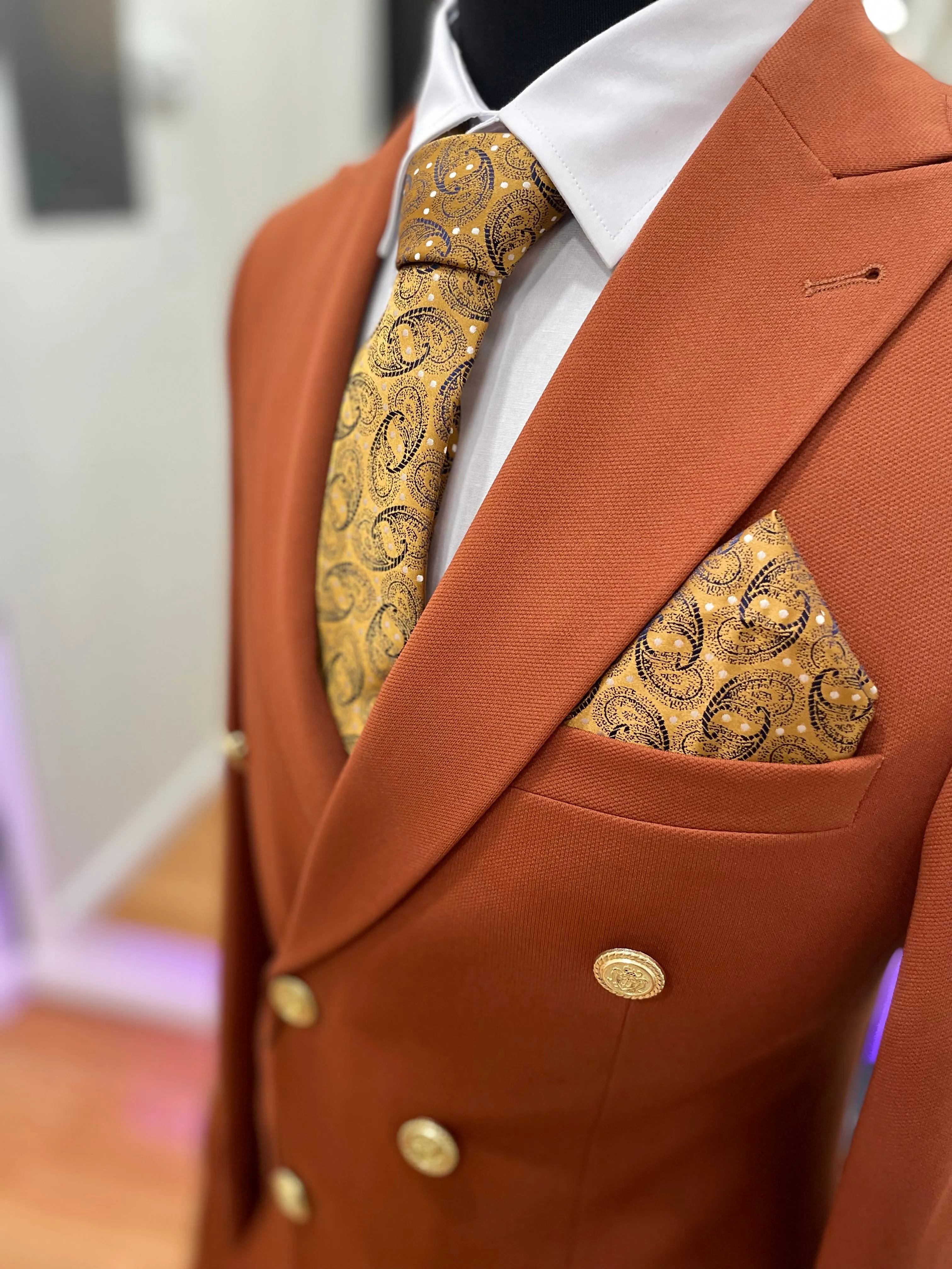 Orange Bright Double-Breasted 2 piece Suit