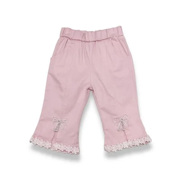 Pink Bow & Lace Split Hem Pants