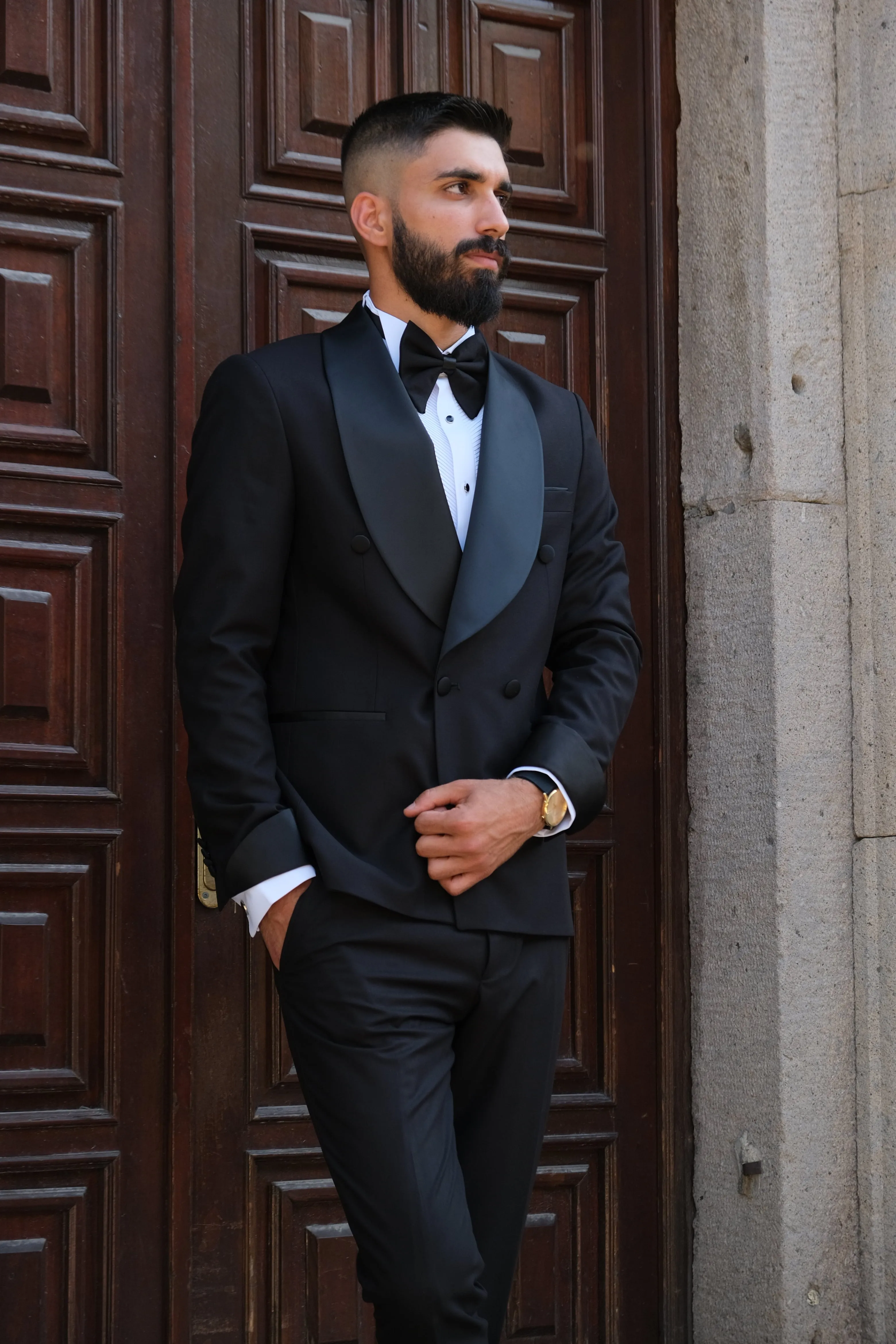 Premium Slim Fit Black Wedding Tuxedo _ Shawl Lapel